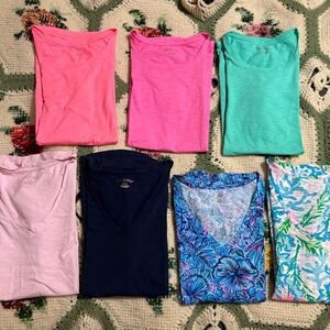 Lilly Pulitzer Short Sleeve Tees - Pink, Green, Navy, Floral -bundle of 7 pcs